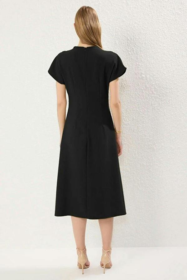 WOVCOR A-Line Cowl Neck Midi Woven Dress