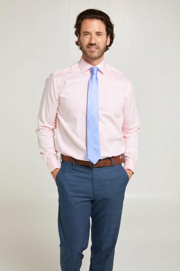 Tailored Fit Pink Non-Iron Pure Cotton Twill Shirt