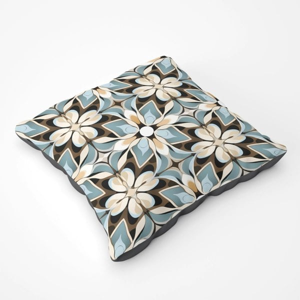 Warren Reed Beige And Brown Abstract Pattern Floor Cushion