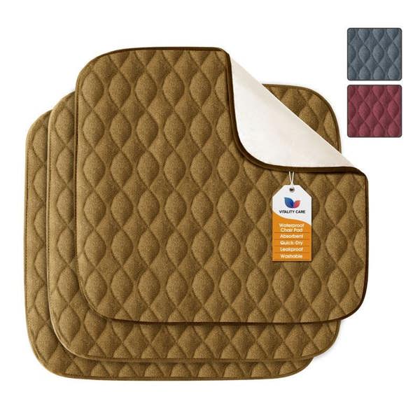 Vitality Care Absorbent Washable Incontinence Chair Pad Non-Slip Waterproof Seat Protector Pad