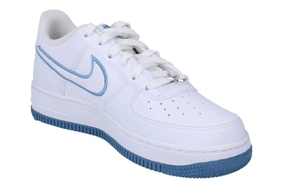 Nike Air Force 1 GS Trainers Iq0315  100 - White White Work Blue 100 - Photo 3