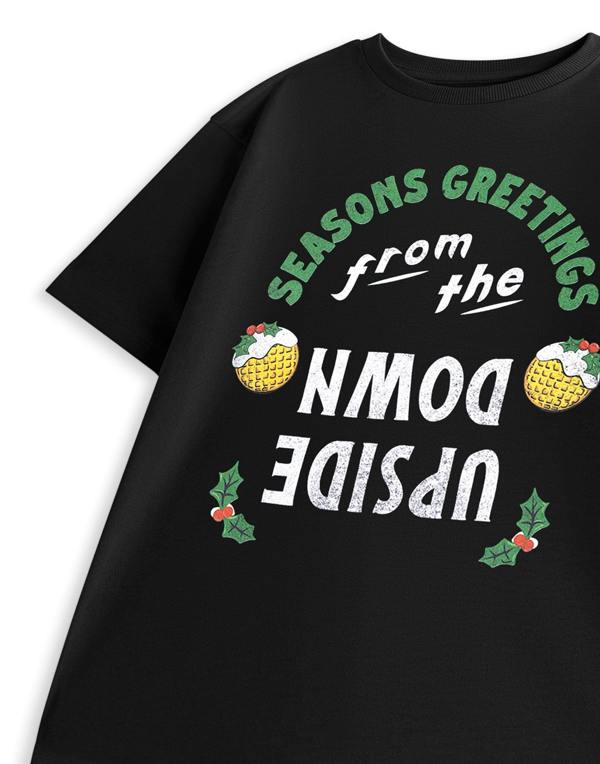 Stranger Things Unisex Kids Black Season Greetings Short Sleeved T-Shirt