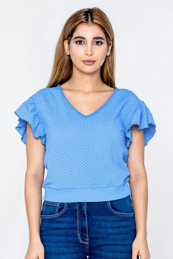 ENORSIA Women’s Frill Sleeve T-Shirt