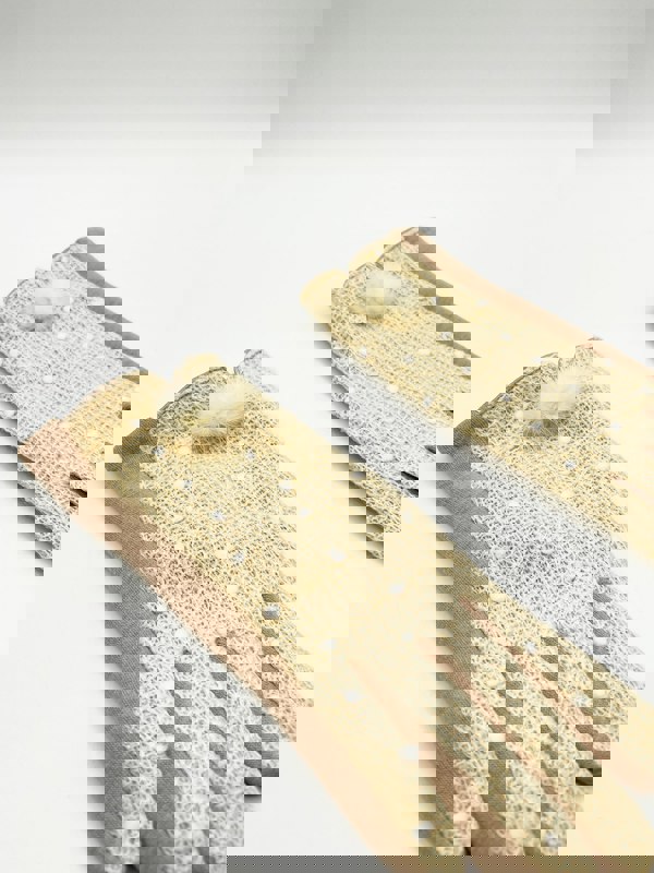 SVNX Beige crochet gloves with Pom Pom