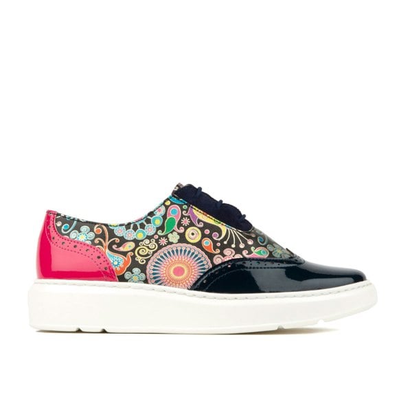 Embassy London Colorado - Navy Pink - Women's lightweight EVA sole trainer with brogue styling