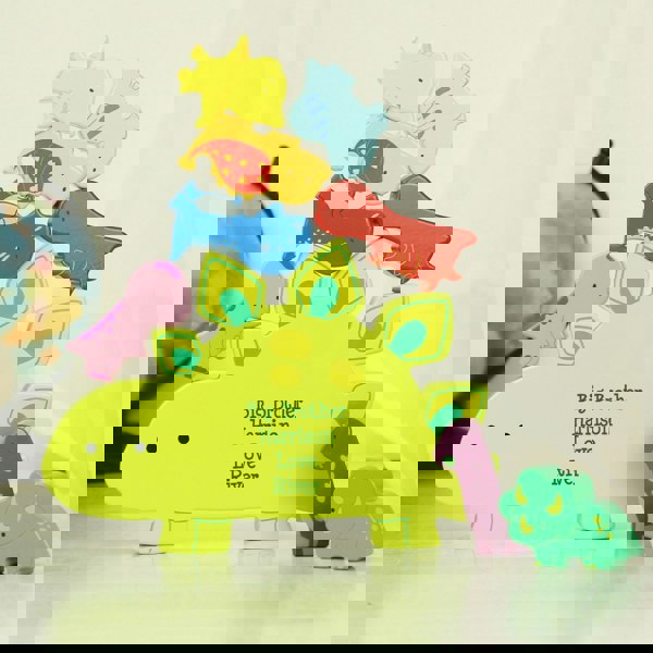 Personalised Memento Company Personalised Free Text Wooden Dinosaur Stacker Toy