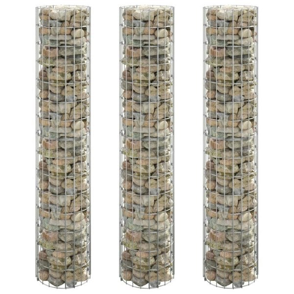 Berkfield Circular Gabion Raised Beds 3 pcs Galvanised Steel 30x150 cm