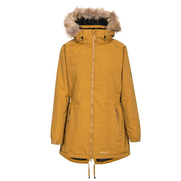 Trespass Women's Celebrity Insulated Longer Length Fleece Lined Parka Jacket - Golden Brown