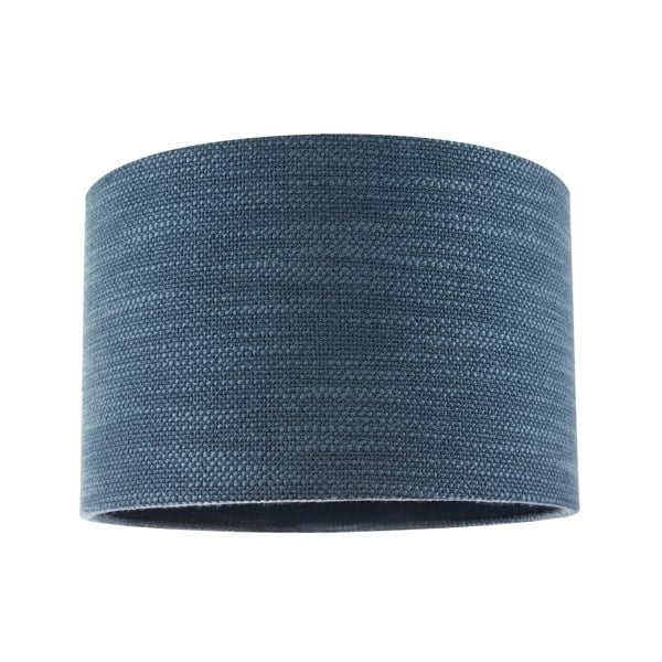 Designer Bobbled and Textured Linen Lamp Shade in Navy Midnight Blue Image 1