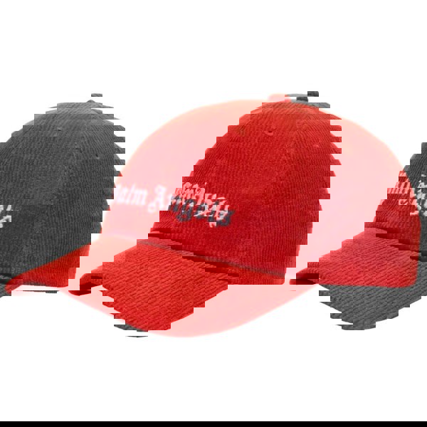 Palm Angels Logo Corduroy Red Cap