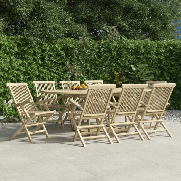 Berkfield Folding Garden Chairs 8 pcs Grey 56x61x89 cm Solid Wood Teak
