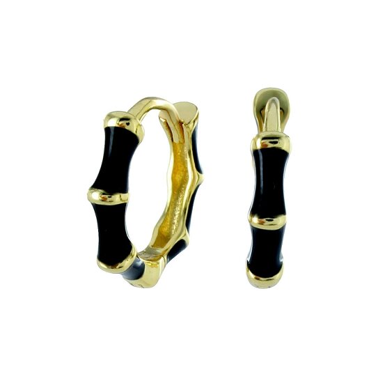 Reeves & Reeves Black and Gold Bamboo Hoop Earrings
