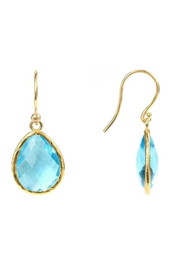 Petite Drop Earrings Blue Topaz Hydro Gold - LATELITA Earrings