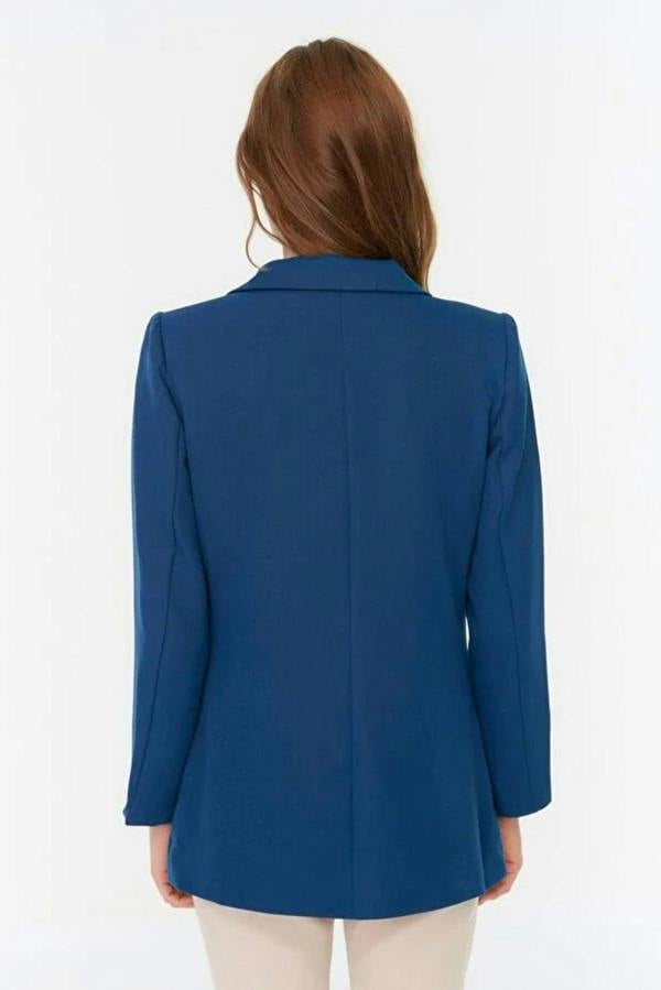 WOVCOR Lined Woven Blazer Jacket with Button Detail