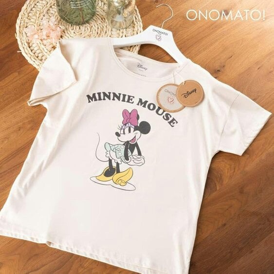 Onomato! Disney Minnie Mouse Women's 100% Cotton Short Sleeve T-Shirt Size 2XL Cream