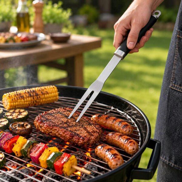 Dyzi 3 Piece Stainless Steel BBQ Tool Set 39.42cm Grilling Utensils