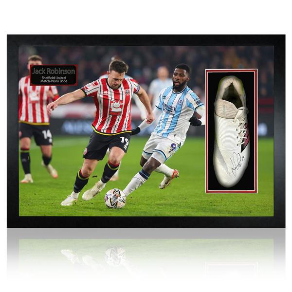 Jack Robinson Signed & Match-Worn Sheffield United Boot Iconic Frame #1