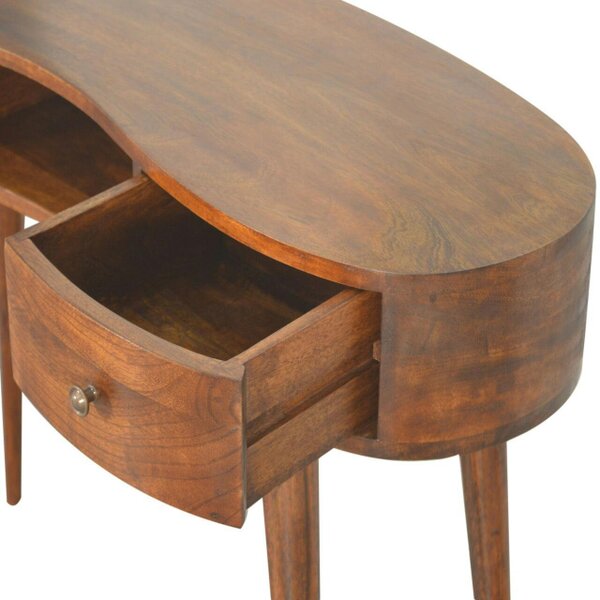 Wyld Haus Parma Chestnut Mango Wood Wave Writing Desk 2 Drawers