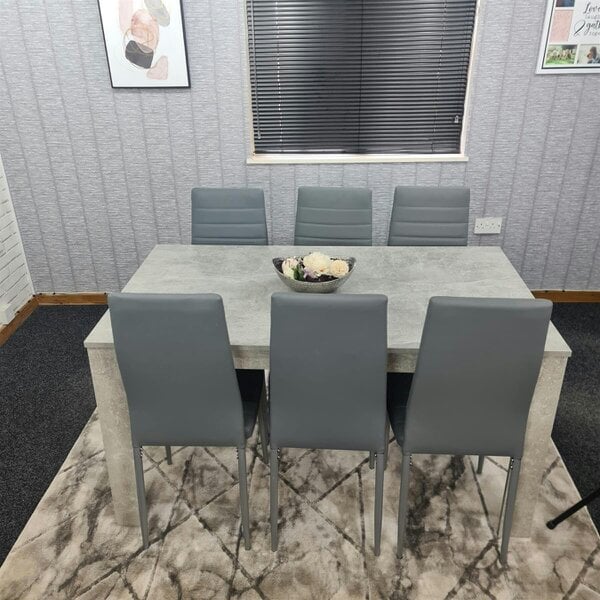 Kosy Koala Modern Dining Table Set With 6 Grey Chairs Dining Room Furniture Set