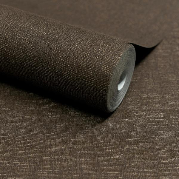 Grandeco Boutique Atogo Semi Plain Woven Effect Luxury Weight Embossed Wallpaper, Chocolate Brown