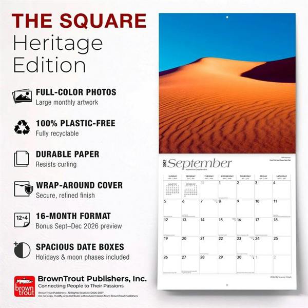 Wild & Scenic, Utah Calendar 2027, Wall Calendars, Month To View, Travel, Gift