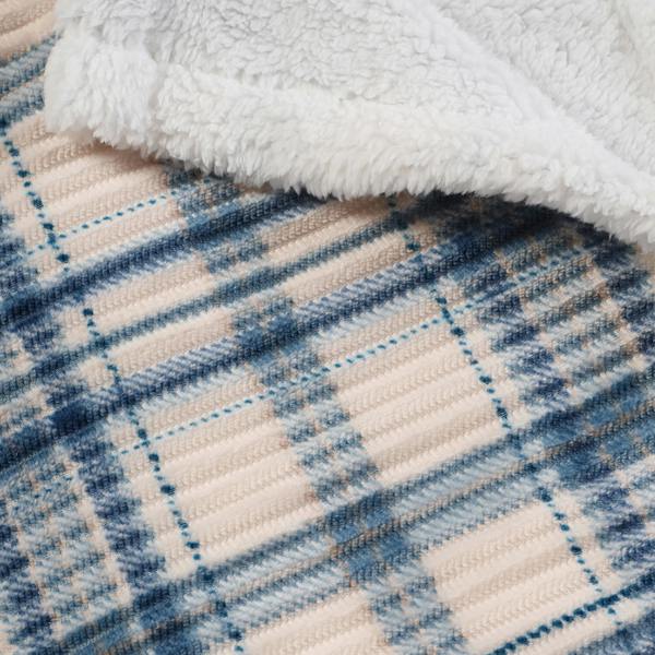 Catherine Lansfield Cosy Ribbed Check Blanket Throw Blue