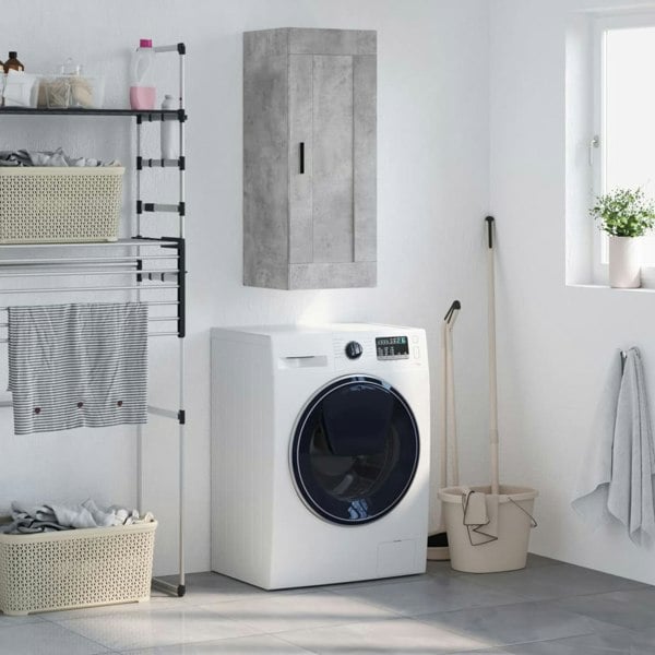 Berkfield Wall Mounted Cabinet Concrete Grey 34.5x34x90 cm Engineered Wood