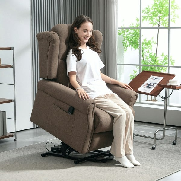 HOMCOM Power Lift Recliner Armchair with Wingback, Button Tufted