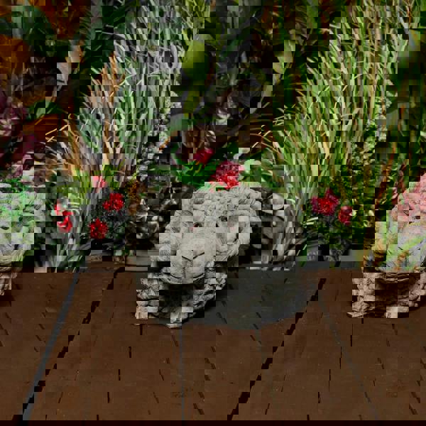 Whimsical Stone Cast Ram Planter for Garden or Patio