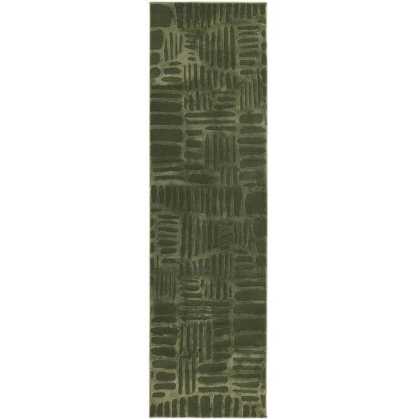Green patterned rug on a white background