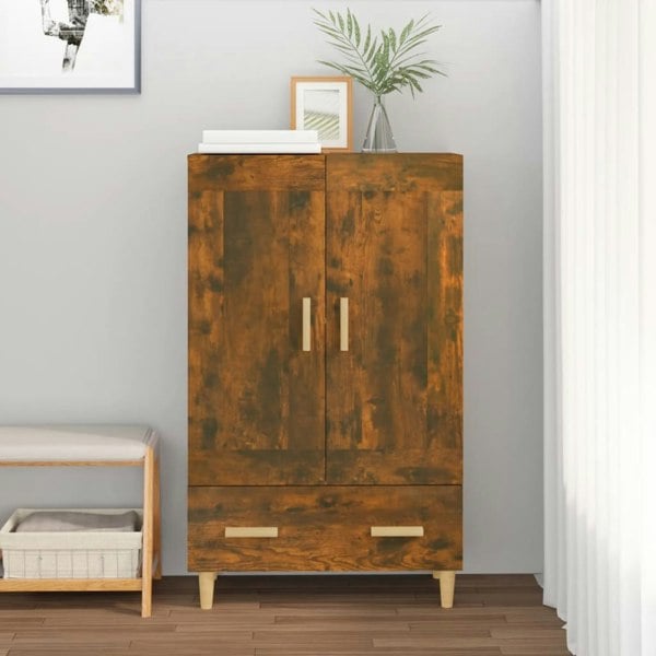 Berkfield Highboard Smoked Oak 70x31x115 cm Engineered Wood