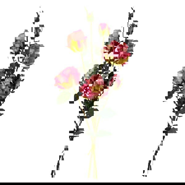 Leaf 6 x 60cm Pink Rose Artificial Flower Sprays - 24 Flowers 18 Buds