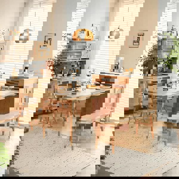 Weilai Concept Kacey Extendable Dining Table Set, Storage, Solid Wood