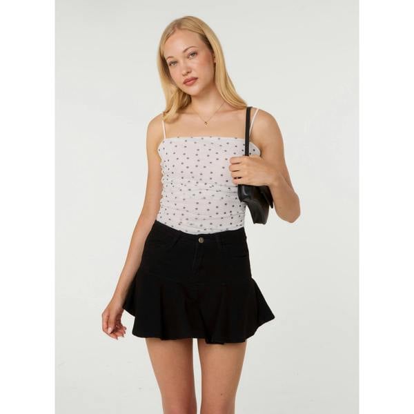 Pink Vanilla Polka Dot Mesh Ruch Bodysuit