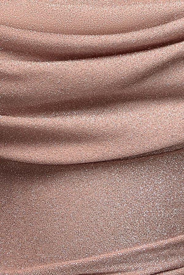 Lurex Cowl Neck Off The Shoulder Midi Dress - Blush Pink DR3752
