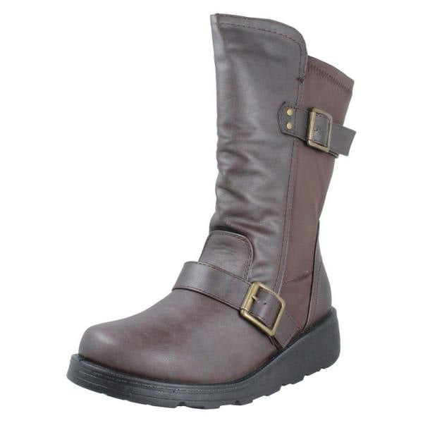 Spot On Ladies Spot On Wide Fit Mid Calf Ankle Boots F4468