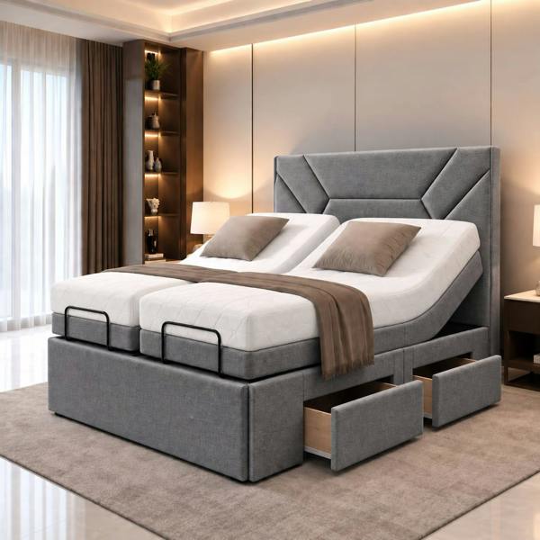Paradise Beds Luxury Divan Electric Adjustable bed With Memory Mattress + Optional Drawers