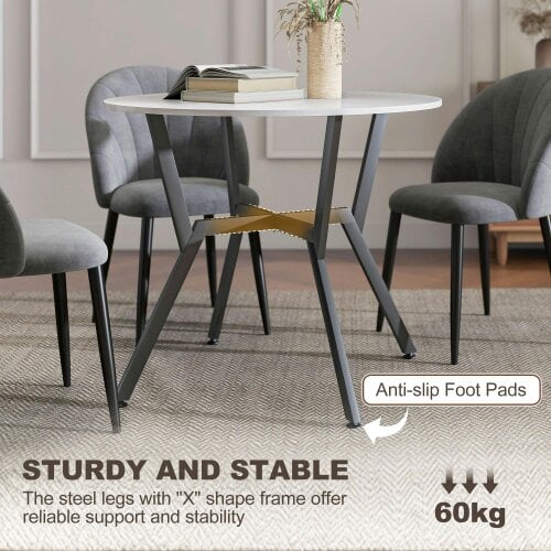 Wyld Haus Terretti High Gloss White Round Dining Table With Black Metal Legs 90cm