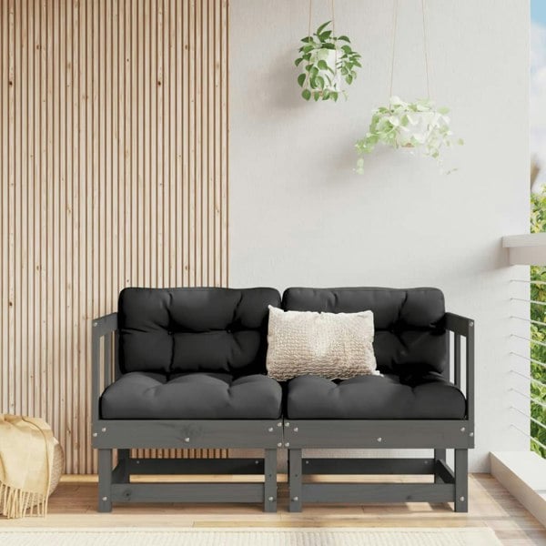 Berkfield Corner Sofas with Cushions 2 pcs Grey Solid Wood Pine