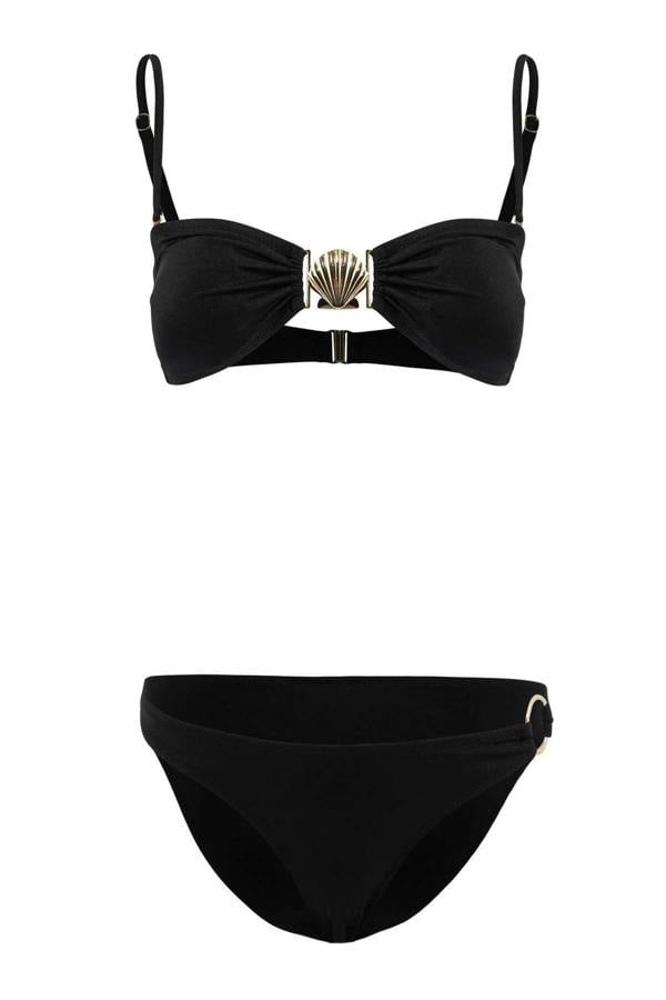 WOVCOR Strapless Padded Low-Waist Regular Bikini Set with Accessories