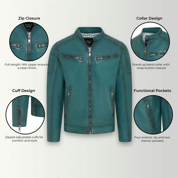 Infinity Leather Men's Modern Classic Leather Quilted Biker Jacket - Derry