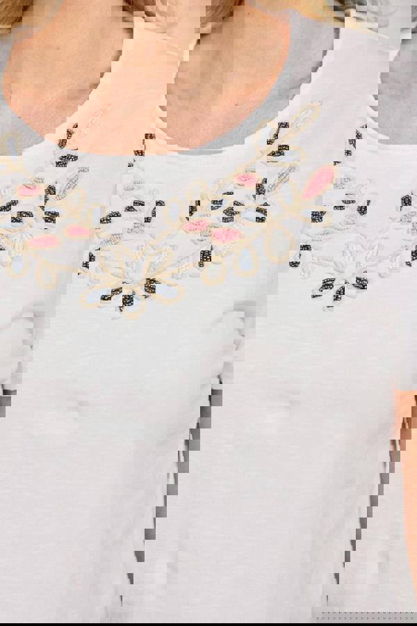 Mudflower Beaded Floral Embroidered Top