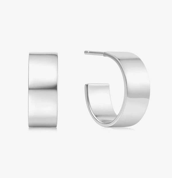 Ania Haie Vogue Maven Sterling Silver Medium Flat Hoop Earrings E062-04H