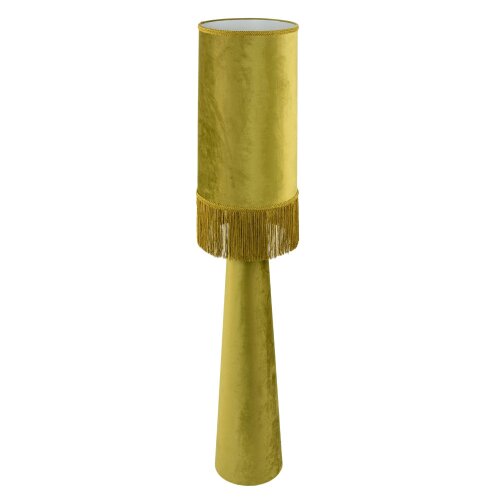 Happy Homewares Vintage Olive Velvet Fabric Floor Lamp with Victorian Trim and Tassels