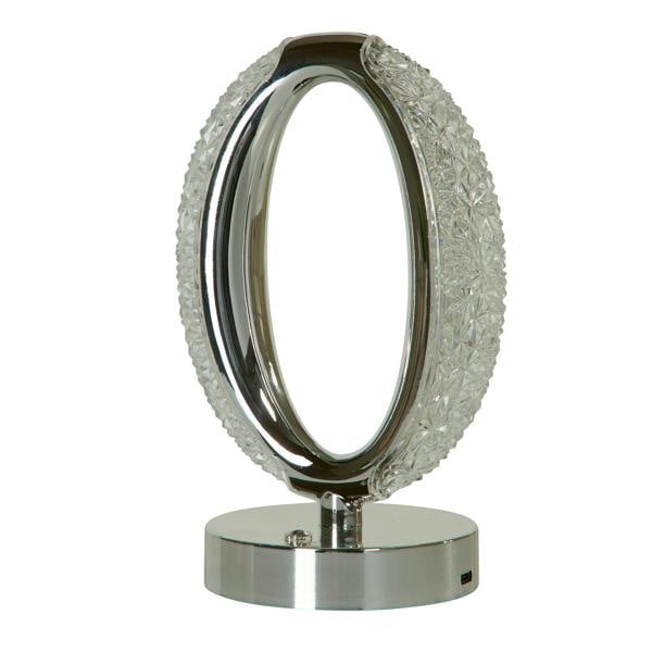 Lighting Collection Sleek Chrome LED Ring Lamp with Textured Sparkle Detail