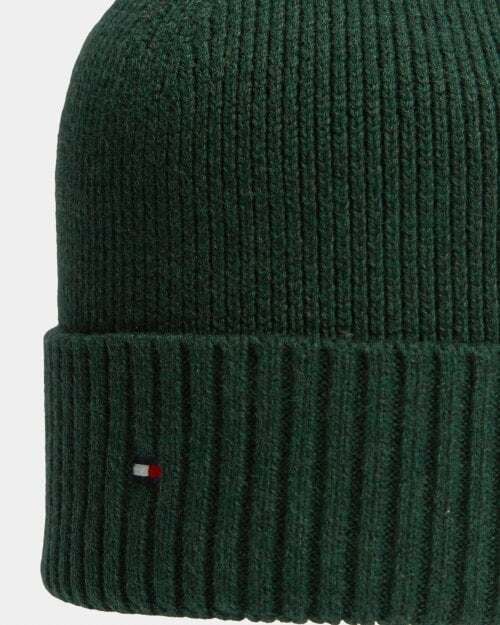 Tommy Hilfiger TH Flag Mens Pima Cotton Beanie - Majestic Emerald Melange