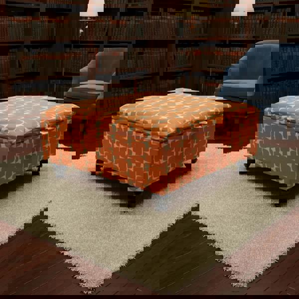 Artisan Crafted ottoman Square Pouffe with Wooden Legs – Refined Storage & Versatile Living - ISTOOLS