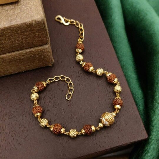 The Colourful Aura Indian Shiva Rudraksha Gold Beaded Hindu Bracelet