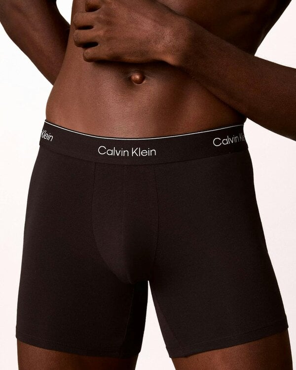 Calvin Klein 3 Pack Icon Cotton Stretch Mens Boxer Briefs - Black/Prep Emblem Goji Berry/Grisai