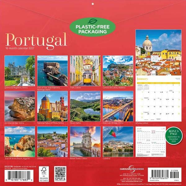 Europe Portugal Calendar 2027, Wall Calendars, Month To View, Travel, Gift